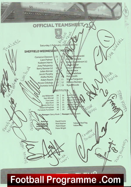 Sheffield Wednesday Football Club Multi Autographed Signed Team 2020 - Image 3