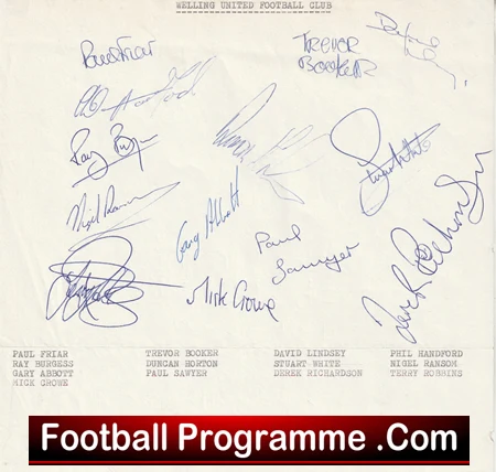 Welling United Football Club Multi Autographed Signed Team 1987 1988 - Image 2
