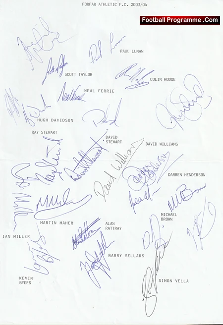 Forfar Athletic Football Club Multi Autographed Signed Team 2003 2004 - Image 2