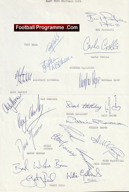 East Fife Football Club Multi Autographed Signed Team 1989 1990 - Image 2