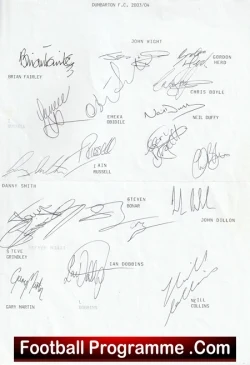 Dumbarton Football Club Multi Autographed Signed Team 2004 2004