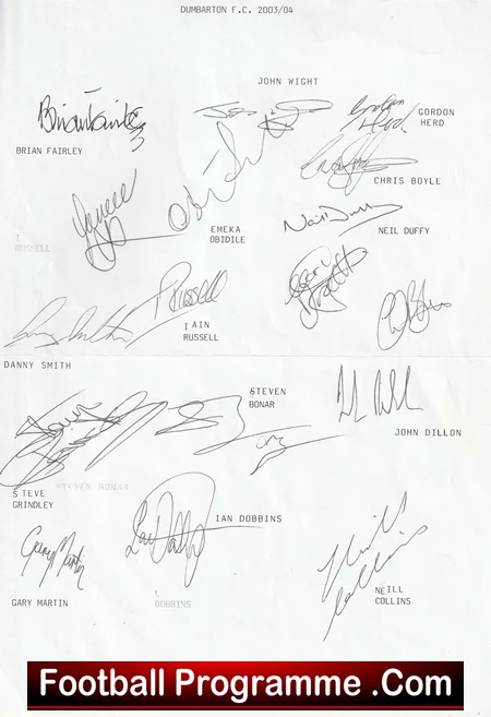 Dumbarton Football Club Multi Autographed Signed Team 2004 2004 - Image 2