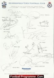 Huddersfield Town Football Club Multi Autographed Signed Team 1993 1994