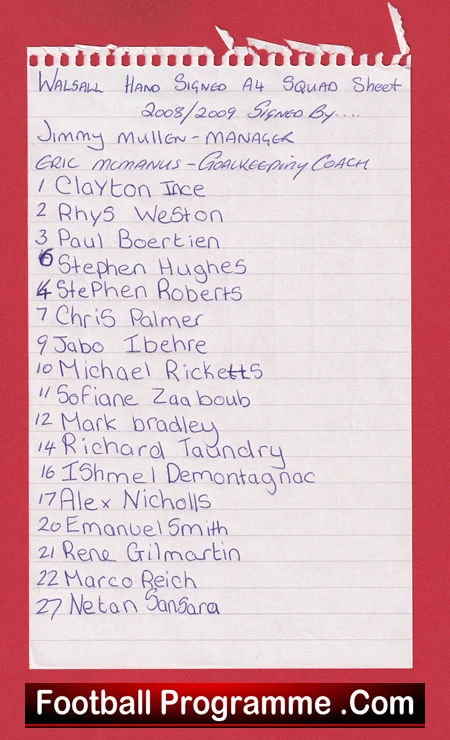 Walsall Football Club Multi Autographed Signed Team 2008 2009 - Image 3