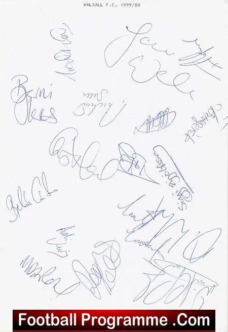 Walsall Football Club Multi Autographed Signed Team 1999 2000 - Image 2