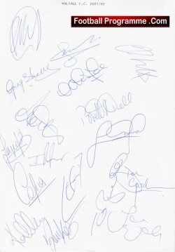Walsall Football Club Multi Autographed Signed Team 2001 2002