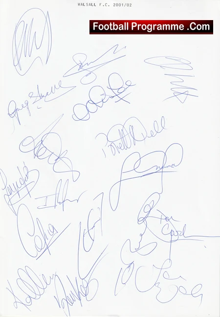 Walsall Football Club Multi Autographed Signed Team 2001 2002 - Image 2