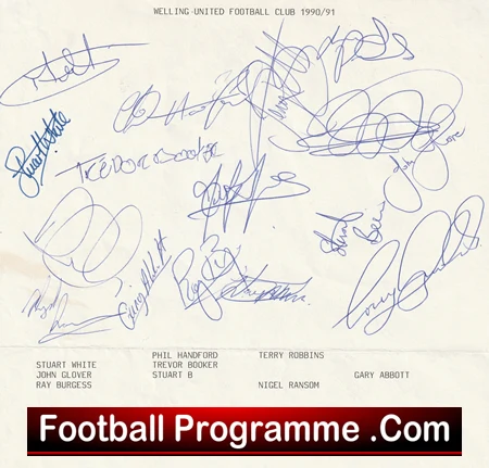 Welling United Football Club Multi Autographed Signed Team 1990 1991 - Image 2