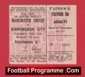 Manchester United v Birmingham City 1969 – Ticket FA Cup Replay