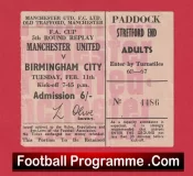 Manchester United v Birmingham City 1969 – Ticket FA Cup Replay