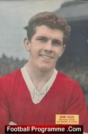 Manchester United John Giles Signed Picture Man Utd 1960s