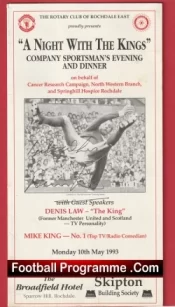 Manchester United Denis Law Signed Menu Rochdale Rotary Man Utd 1993