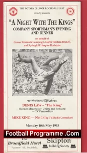 Manchester United Denis Law Signed Menu Rochdale Rotary Man Utd 1993