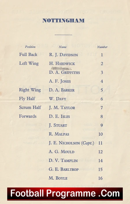 Bedford Rugby v Nottingham 1948 - Old Rugby Programmes - Image 3