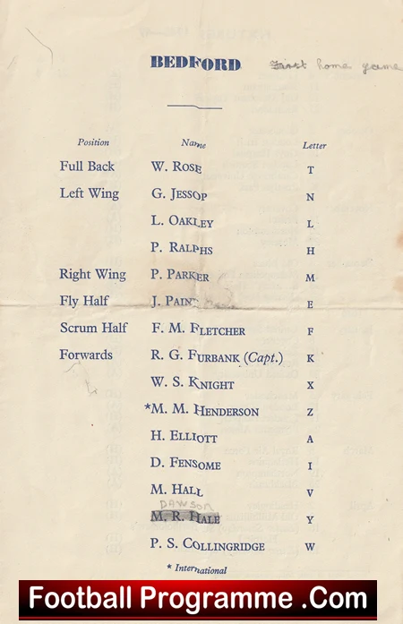 Bedford Rugby v Nottingham 1948 - Old Rugby Programmes - Image 4