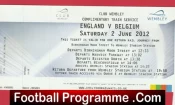 England v Belgium 2012 – Wembley Comp Football Train Ticket