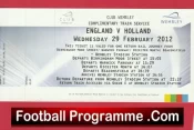 England v Holland 2012 – Wembley Comp Football Train Ticket