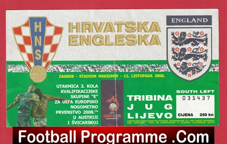Croatia v England 2006 - Football Ticket Euro 2008 - Image 2
