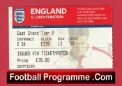 England v Liechtenstein 2003 – Football Ticket Man Utd
