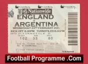 England v Argentina 2000 – Football Ticket