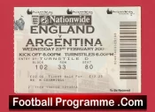 England v Argentina 2000 – Football Ticket