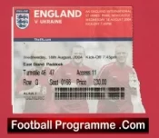 England v Ukraine 2004 – Football Ticket at Newcastle