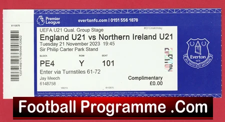 England v Northern Ireland 2023 - Football Ticket Everton U21 - Image 2