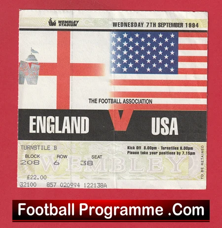 England v America 1994 - Football Ticket USA - Image 2