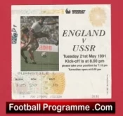 England v Russia 1991 – Football Ticket