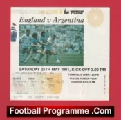 England v Argentina 1991 – Football Ticket
