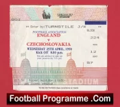 England v Czech Republic 1990 – Football Ticket