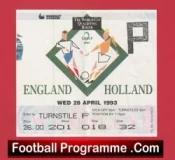 England v Holland 1993 – Football Ticket