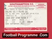 England v Poland 1999 – Football Ticket U21 Southampton