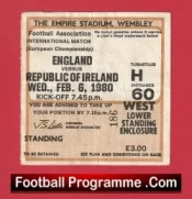 England v Ireland 1980 – Football Ticket