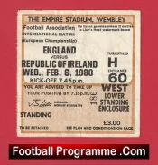 England v Ireland 1980 – Football Ticket
