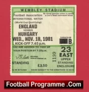 England v Hungary 1981 – Football Ticket