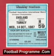 England v Turkey 1987 – Football Ticket
