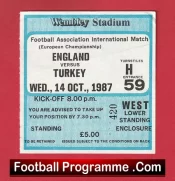 England v Turkey 1987 – Football Ticket