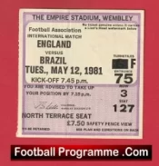 England v Brazil 1981 – Football Ticket