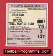 England v Brazil 1981 – Football Ticket