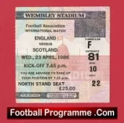 England v Scotland 1986 – Football Ticket