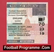 England v Denmark 1983 – Football Ticket