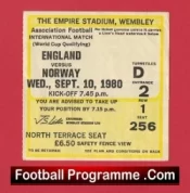 England v Norway 1980 – Football Ticket