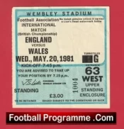 England v Wales 1981 – Football Ticket