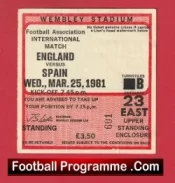 England v Spain 1981 – Football Ticket