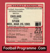 England v Spain 1981 – Football Ticket