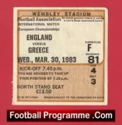 England v Greece 1983 – Football Ticket