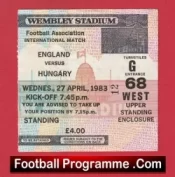 England v Hungary 1983 – Football Ticket