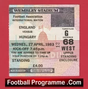 England v Hungary 1983 – Football Ticket