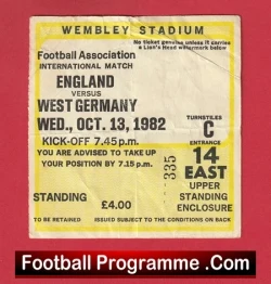 England v Germany 1982 - Football Ticket